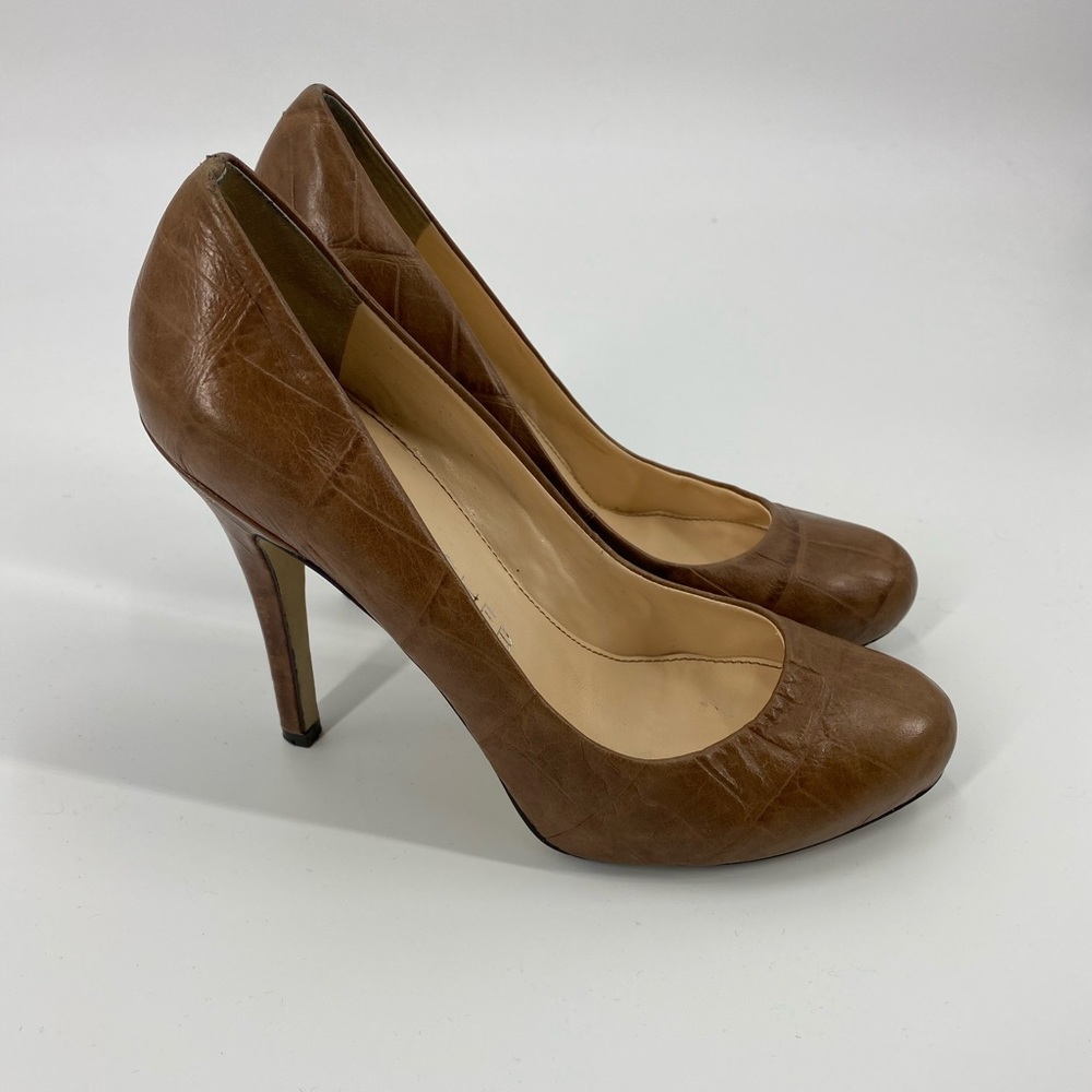 Marc Fisher Brown Snakeskin Print Leather Heel 7.5